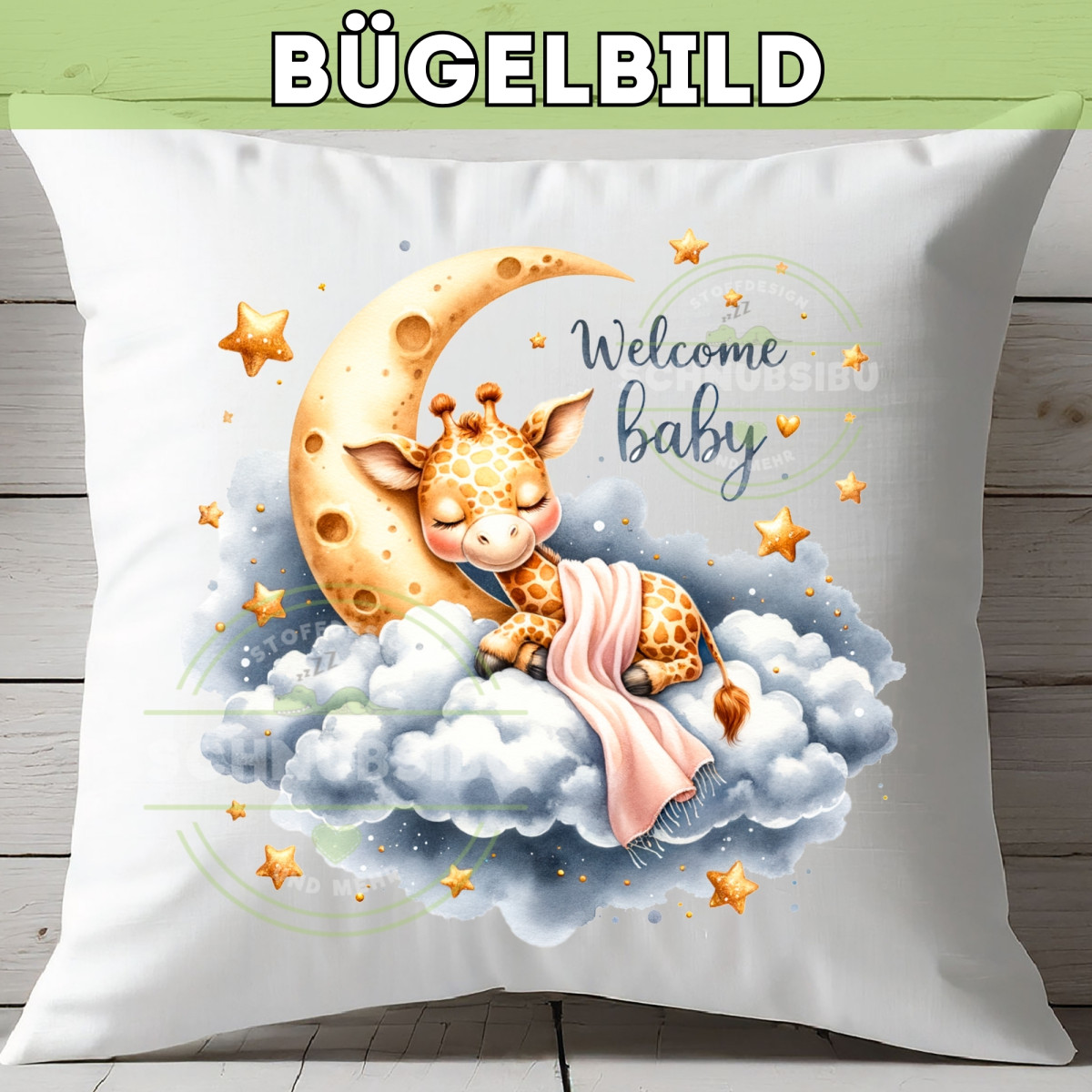 Bügelbild Schlafende Baby-Giraffe